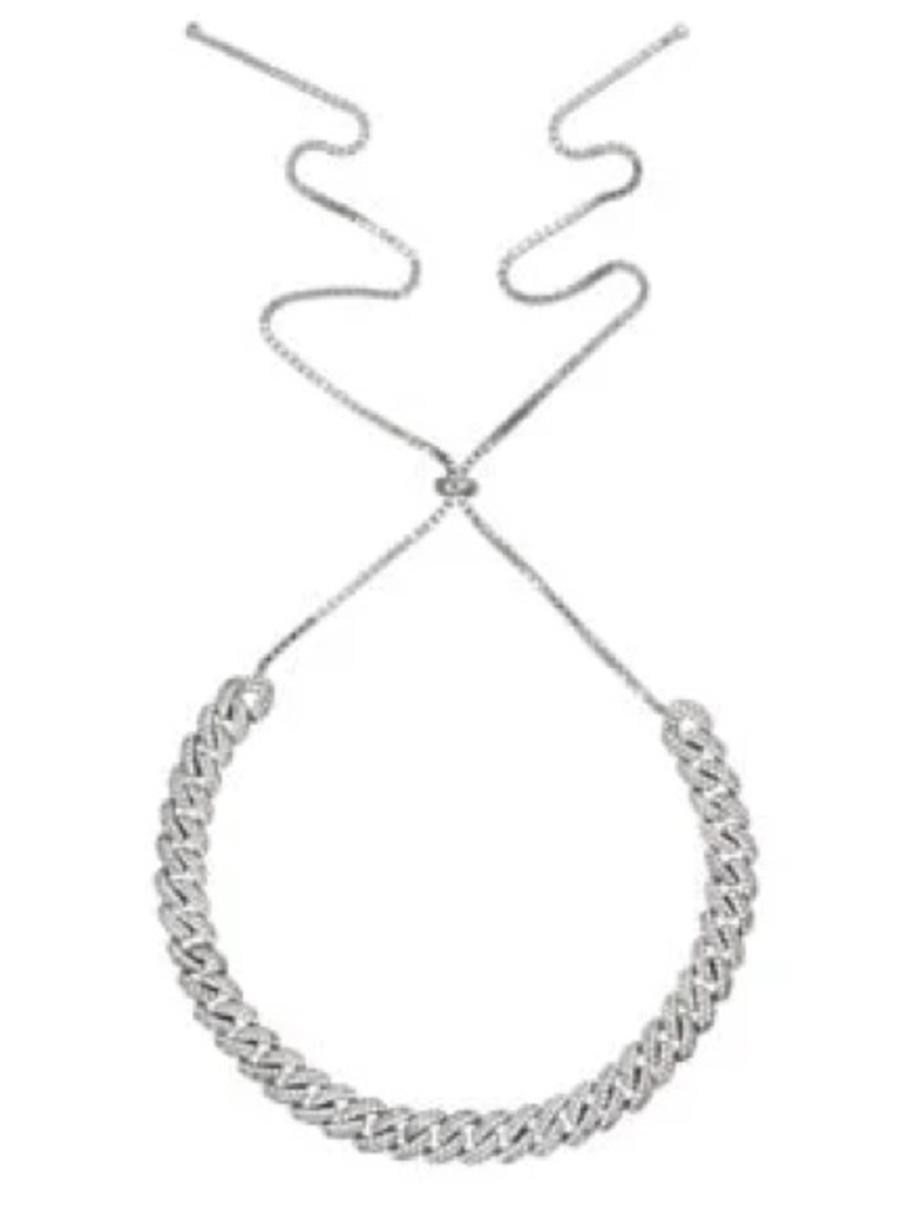 Iced-Out Cuban Link Choker with Adjustable Drawstring (bolo-style) Closure